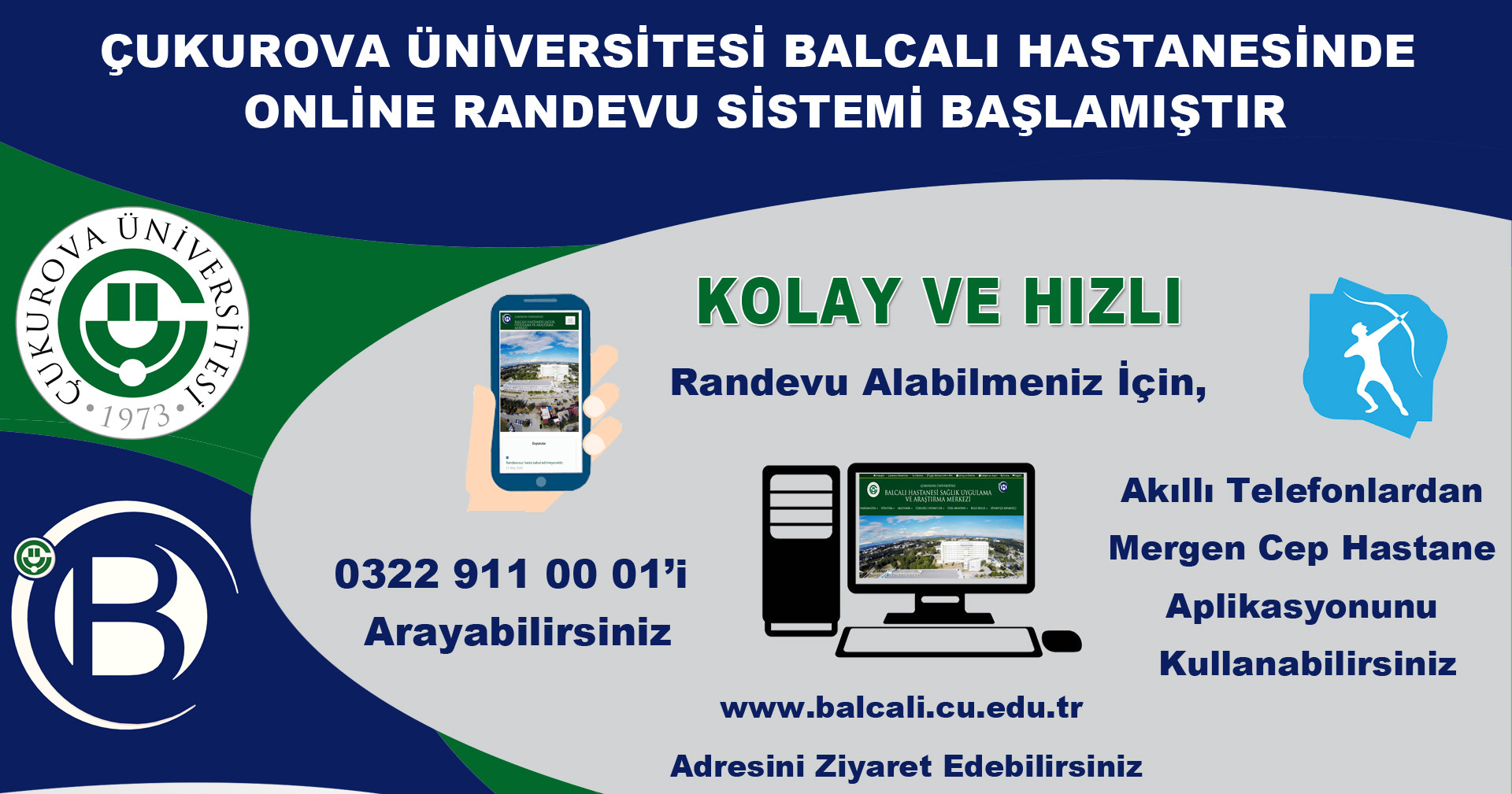 Balcalı Hastanesinde Online Randevu Sistemi  Başlamıştır.